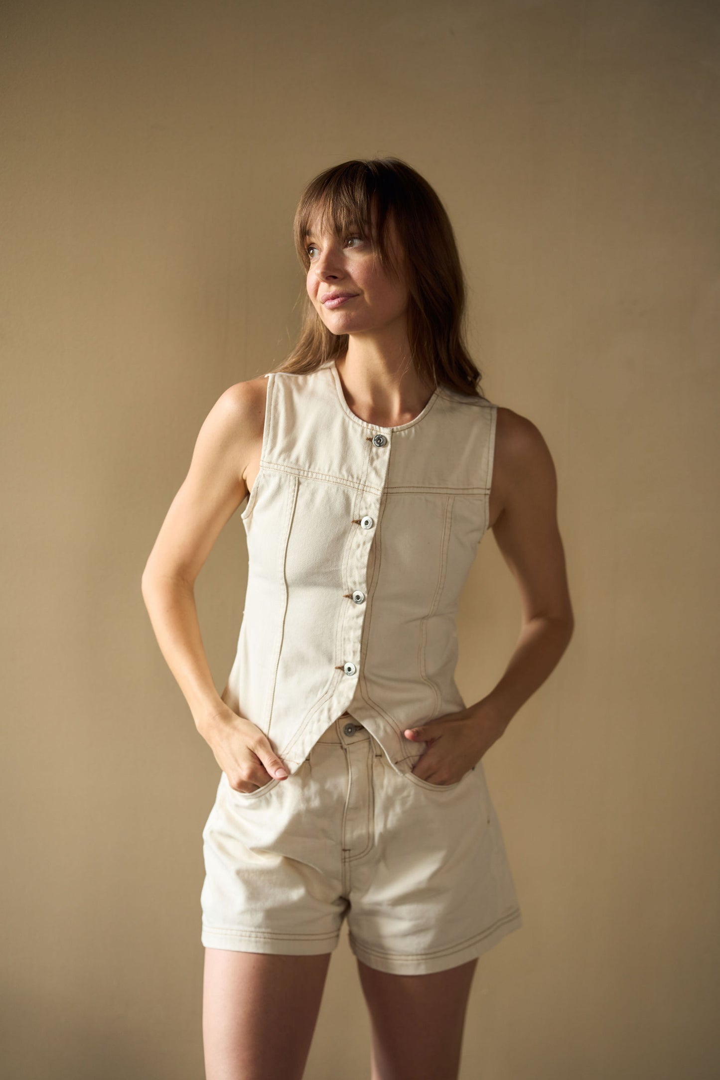 Loretta Denim Vest in Choca Wash