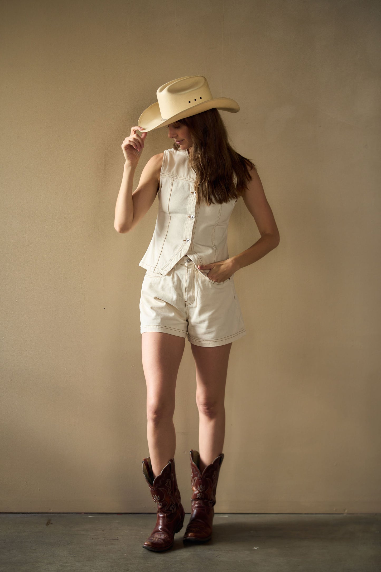 Loretta Denim Vest in Choca Wash