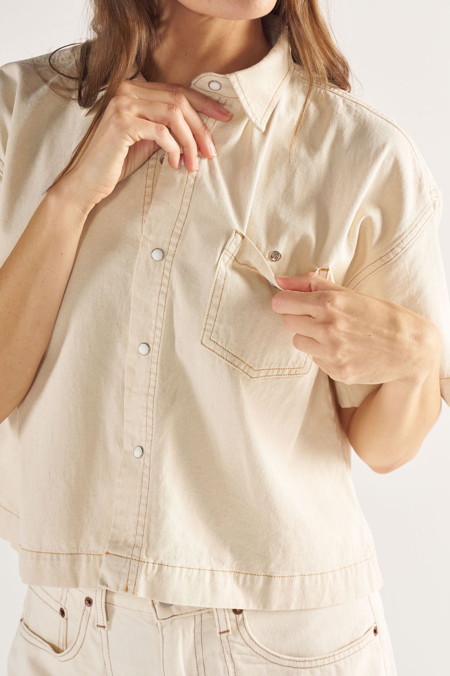 Ashley Nicole Work Shirt in Choca Wash